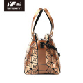 Geometric PU golden color waterproof luxury handbag