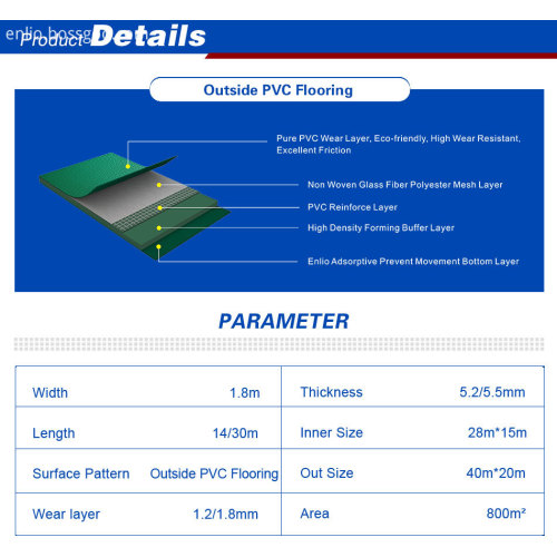 เทคโนโลยีขั้นสูง พื้นกีฬา PVC กลางแจ้ง