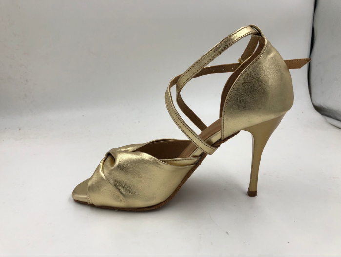 Ladies Gold Leather Latin Shoes