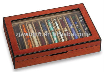 luxury red wooden pen display box with window