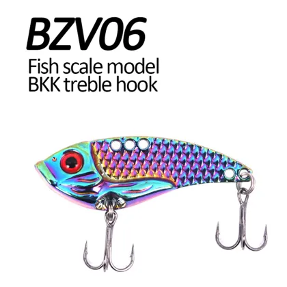XUHANG BZV06 Zinc Fish Metal Vibe Fishing Lure with BKK Treble Hook
