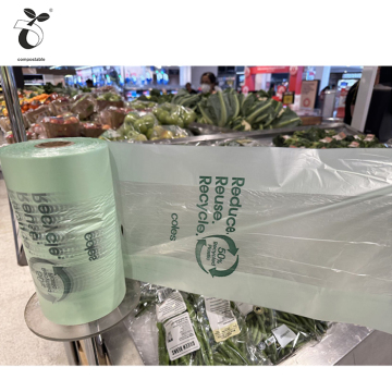 Pla Supermarket Eco-Friendly Recyclable Fruit and Vegetable Produce Bags on Roll