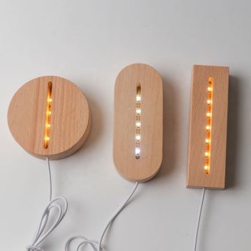 DIY नाइट लाइट्स के लिए थोक लकड़ी 3 डी एलईडी लैंप बेस