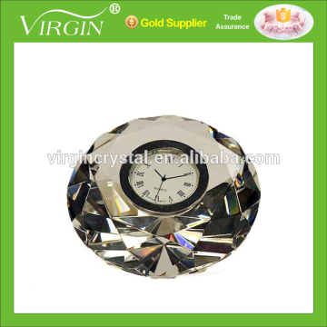 Hot sale cheap mini Crystal diamond shape Colck For office desk clock