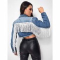 Women`s Long Sleeve Jacket with Fringe