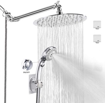 luxurious stainless steel rain showerhead with 5 settings handheld combo