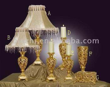 Polyresin Lamp and Candleholder (BZ037B)