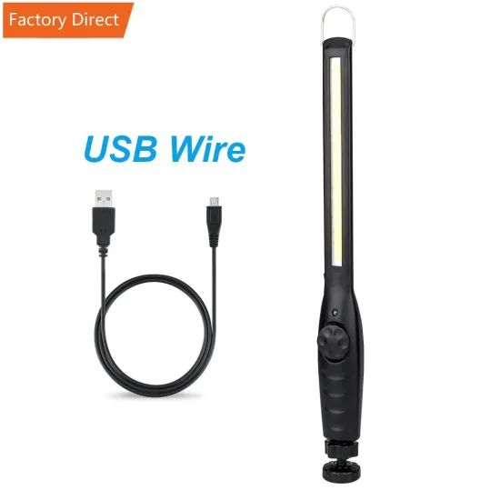 800 Lumen USB Rechargeable COB Work Flashlight with Magnetic Base and Clip