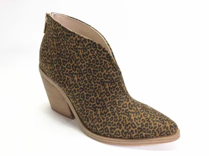 Ladies Leopard Microfiber High Heel Ankle Boots