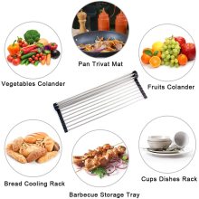 Roll-Up Dish Drying Rack Multi-Use Drying Draining Trivet