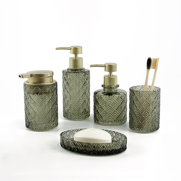 Customized Glass Bottle for Grass Green Bathing Set