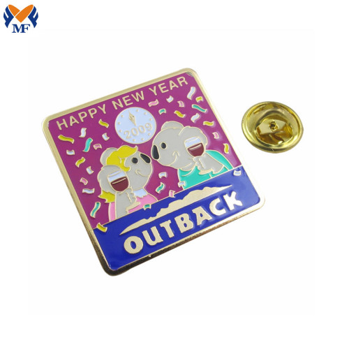 Metal Customized Enamel Happy New Year Pin Badge