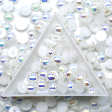ABS Imitation Half Pearl Round Beads in White AB Colors: Perfect for Scrapbook Decoration and Crafting