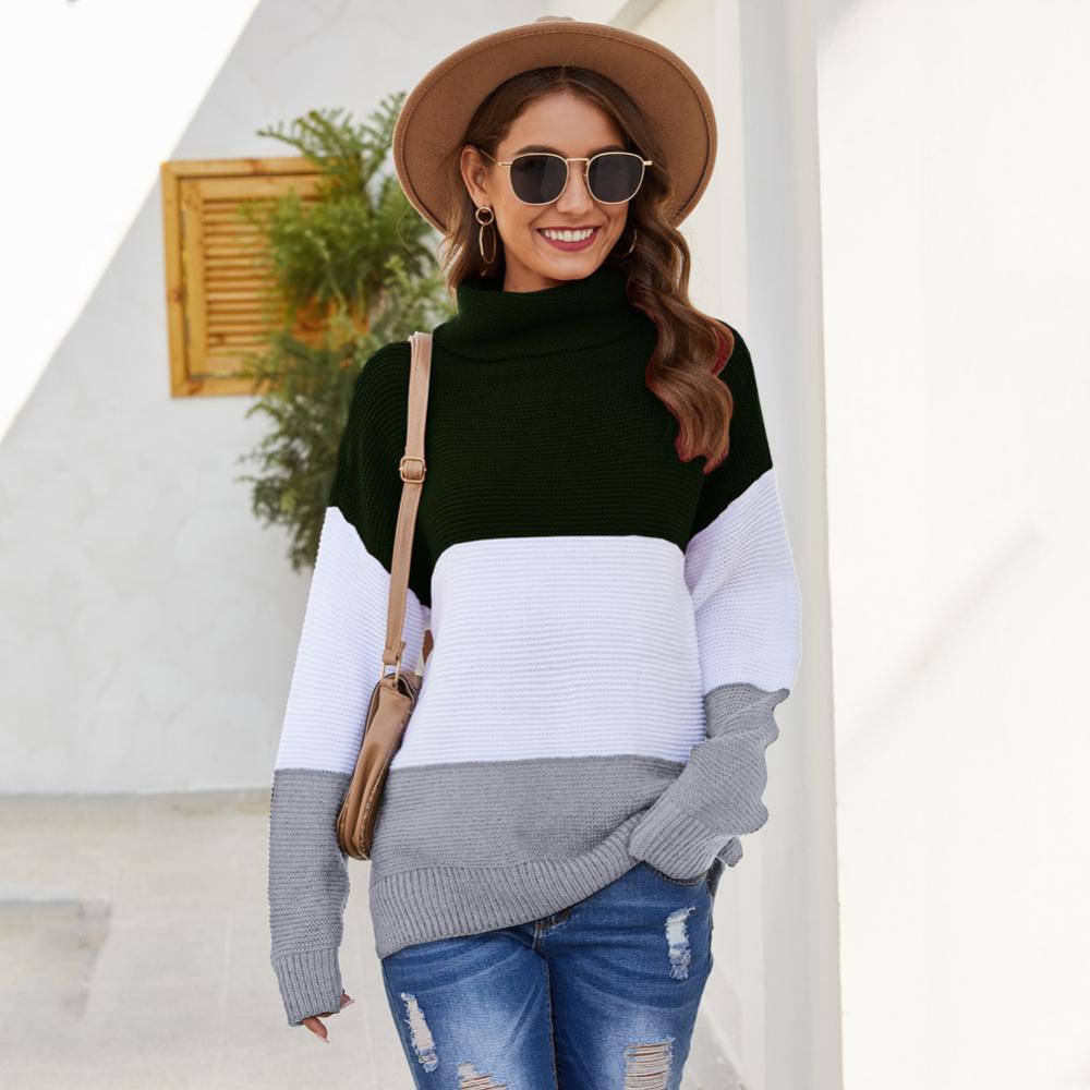 Women's Casual Chunky Color Block Sweaters
