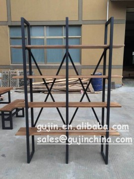 rustic reclaimed wood and metal bookcase