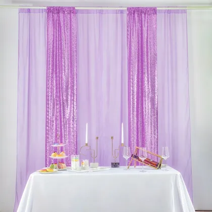 Purple Silky Soft Woven Backdrop Curtain for Wedding Stage Decoration