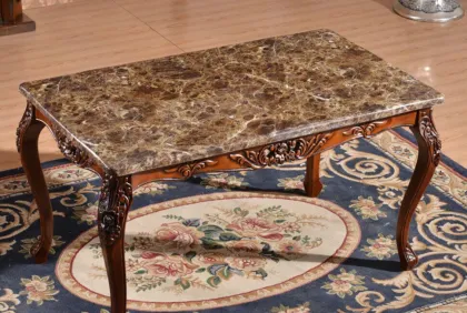 Factory price classic wood legs marble dining table
