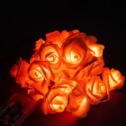 Battery Rose Flower Christmas Village Led Lights