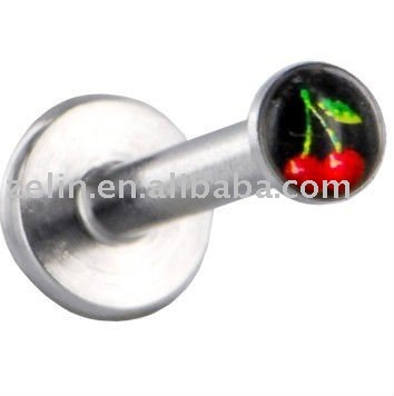 Surgical Steel CHERRY Logo Push In labret jewelry body piercing lip jewelry