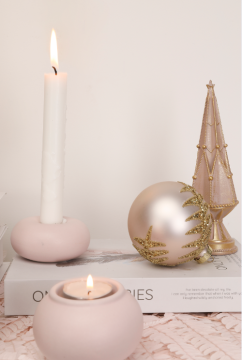 Pink Porcelain Candle Holders For Home Decoration