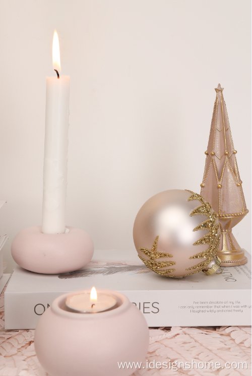 Pink Porcelain Candle Holders For Home Decoration