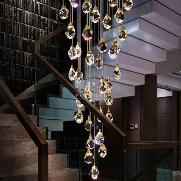 Nordic Modern Gold Brass Metal Crystal Luxury Chandelier Pendant Light