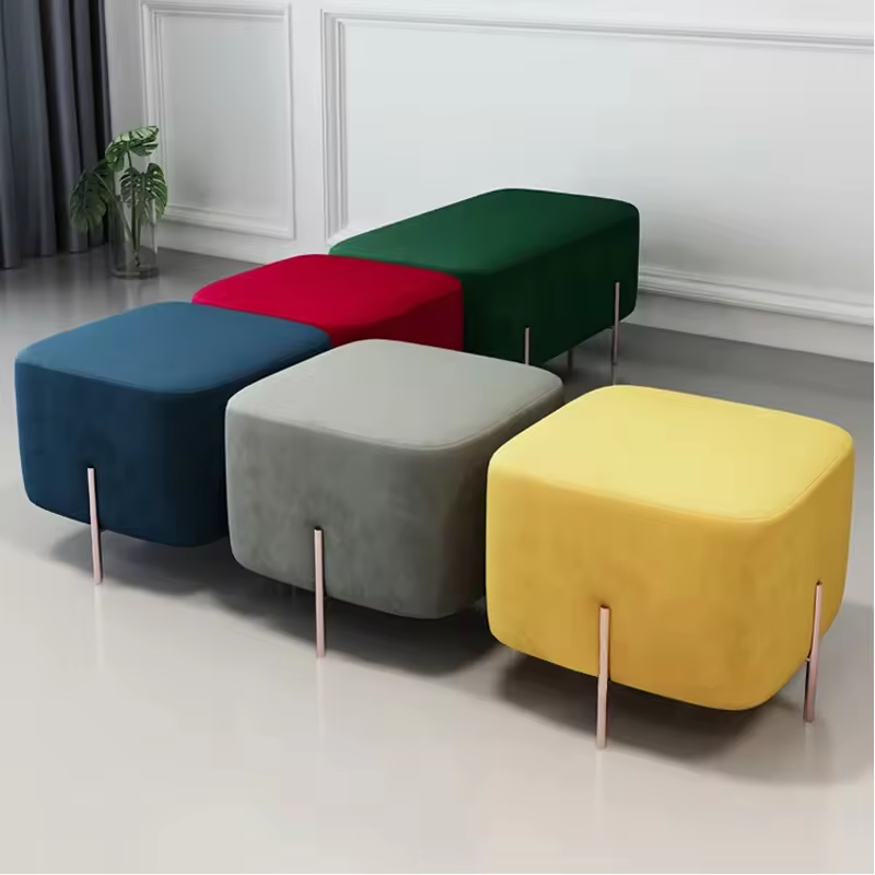 New Sale Dining Round Modern Indoor Home Luxury Foot Step Living Room Furniture Gold Chairs Leather Ottoman Stools