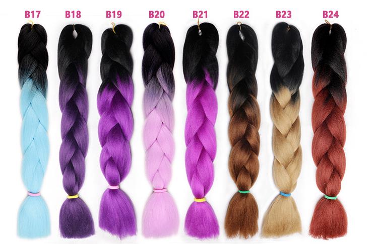 Ombre Color Synthetic Hair Super Jumbo Braids 24 inch Synthetic Two Tone High Temperature X pression Crochet Braids Hair