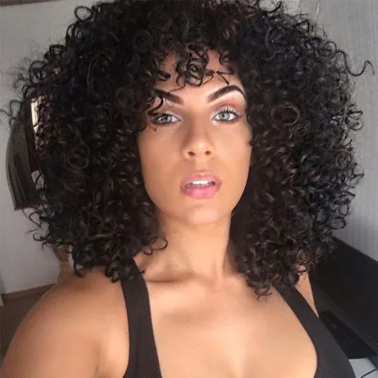 Supplier Machine Made Wavy Short Premium Kinky Curly Afro Black Synthetic Wig For Black Women