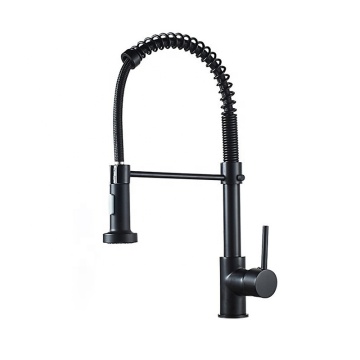 High Quality Black Paint Brass Kitchen Sink Taps with Pull Out Spray - Wholesaler Hot Sale