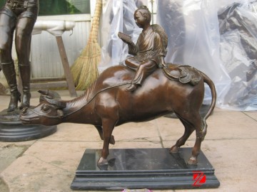 Garden antique cowboy bronze statue
