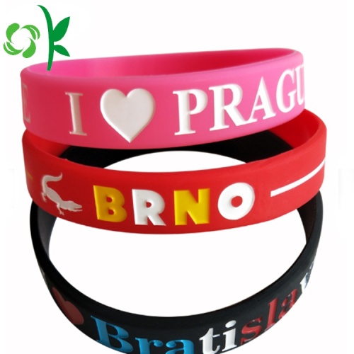 Bracelete gravado UV do festival feito sob encomenda do silicone para o presente