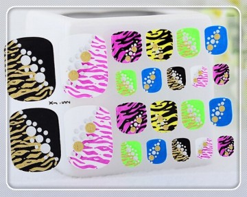 Fashion eco friendly color animal color matellic toe glitter art Nails sticker