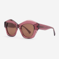 Polygon-shaped with 3D effect Acetate Female Sunglasses