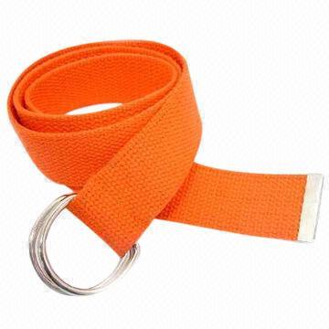 3.8cm Men's Fabric Belt with Double D-rings in Silver Color