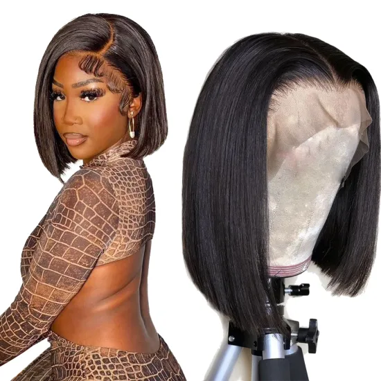 13x4 Lace Front Wigs Brazilian Human Hair Short Bob Side Part Wigs For Black Women lace front bob 100% human hair wigs