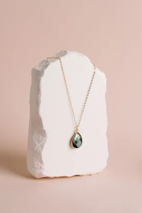 Labradorite Necklace Grey Natural Gemstone Jewelry Necklace