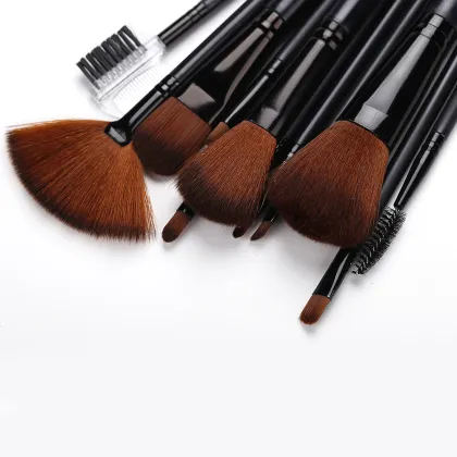 12 brown head makeup brush with cloth bag