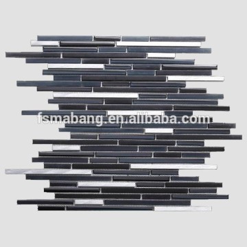 MBL4009 Grey Mixed Slim Glass Tile and Aluminum Metal Mosaic