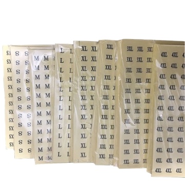 Adhesive Apparel Size Stickers with Circle on Transparent Background