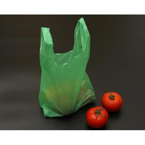 Plastic T Shirt Bag in Green