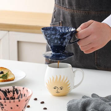 Ceramic Coffee Hand Drip Set: Dripper, Filter Cup, and Travel Mug