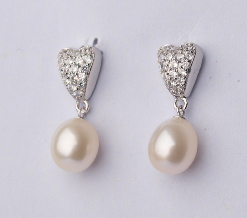 WSEHR04248W vintage real pink freshwater pearl earrings