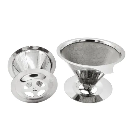 Stainless Steel Cone Shape Reusable 125mm Coffee Filter for Pour Over Dripper