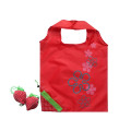 Shopping bag con logo a forma di fragola e coulisse