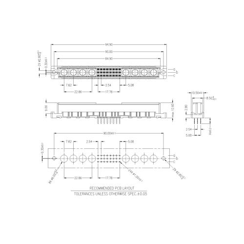 DIN 41612 M TYPE-Flat Female 32P 180