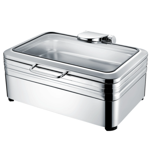 Durable stainless steel chafing dish in school cafeteria