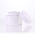 Opal white glass jars with white lid