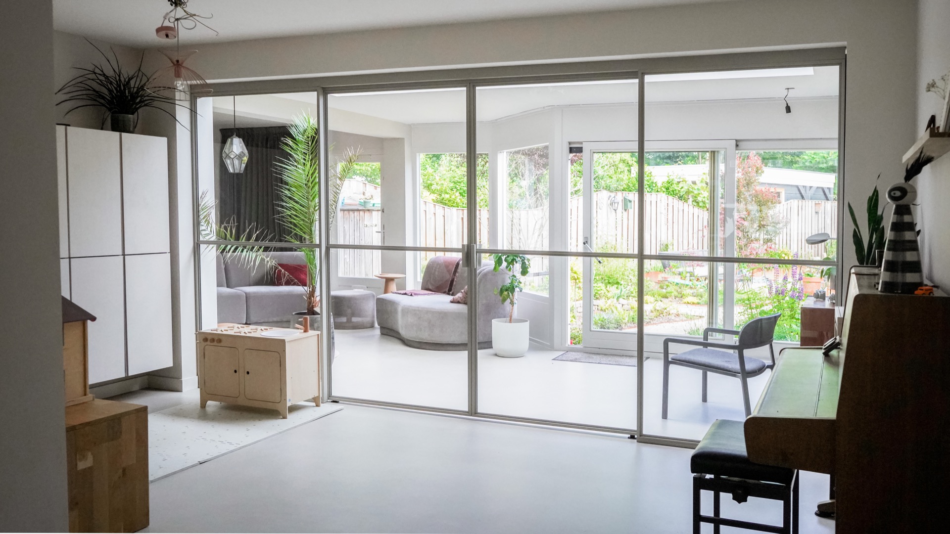 Aluminum door stack sliding grill glass design door