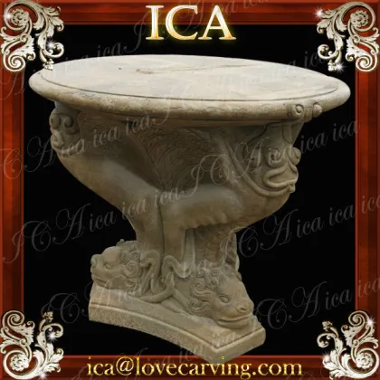 Antique fossil marble table